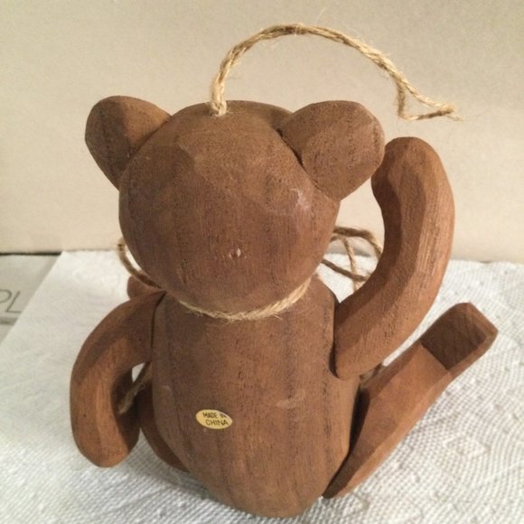 wooden bear ornament figurine hanging decor made in China - Picture 8 of 9